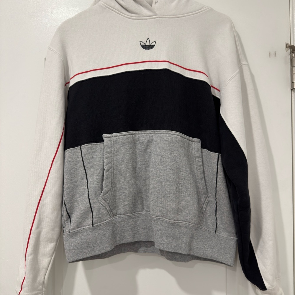 Adidas White Hoodie with Black Logo - Men’s - Size Medium